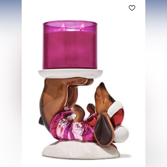 Bath & Body Works Other - Bath & Body Works Holiday Dachshund Pedestal 3-Wick Candle Holder